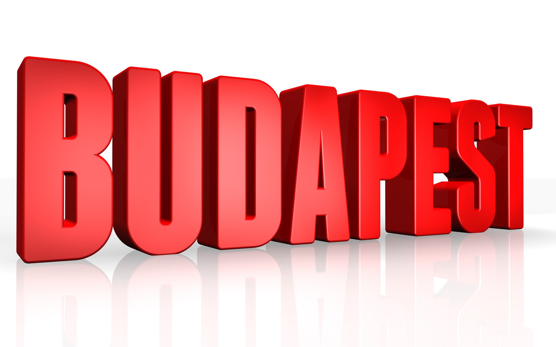 3D Budapest text on white background